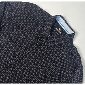 Buttercloth Dress Shirt Mens‎ 2XL Regular Fit Long Sleeve Blue Geometric Pattern